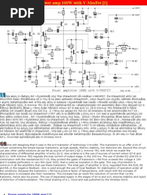 Power Amp 100W With V | PDF | Amplifier | Field Effect Transistor
