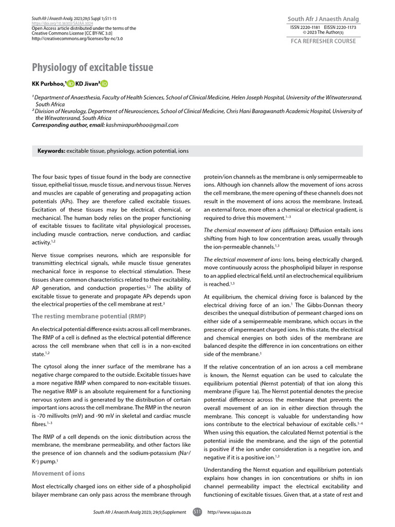 Physiology of Excitable Tissues | PDF | Chemical Synapse | Membrane ...