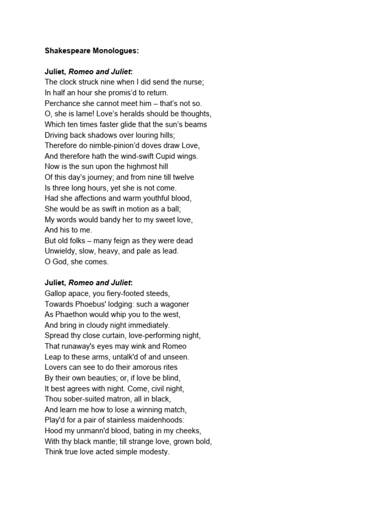 Shakespeare's Iconic Monologues Collection | PDF | Poetry | Classics