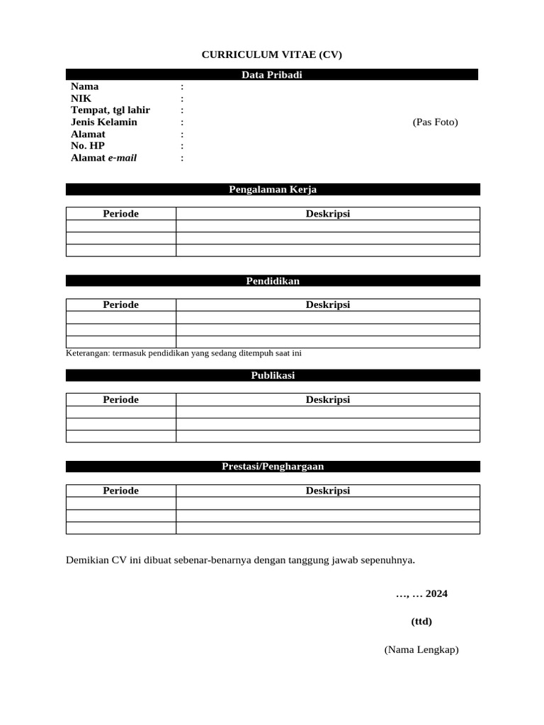CV Peneliti Terbaru 2024 | PDF