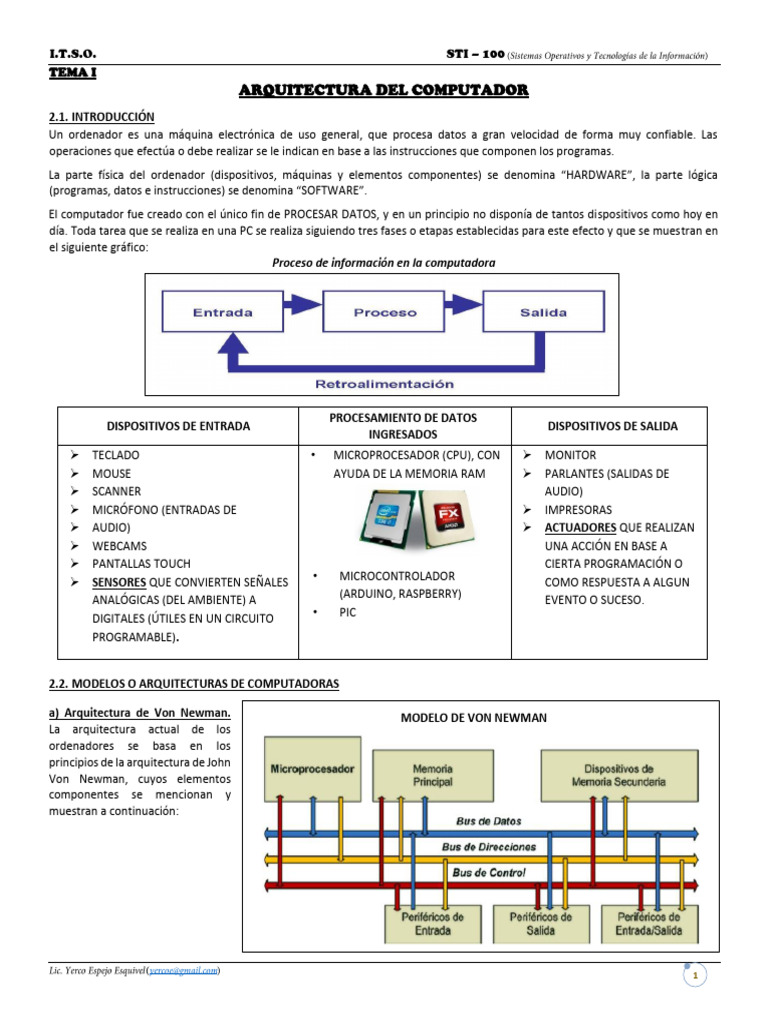 Arquitectura y Funciones del Computador | PDF | Unidad Central de ...