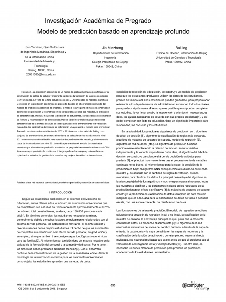 Modelo de Predicción Académica en China | PDF | Red neuronal artificial ...