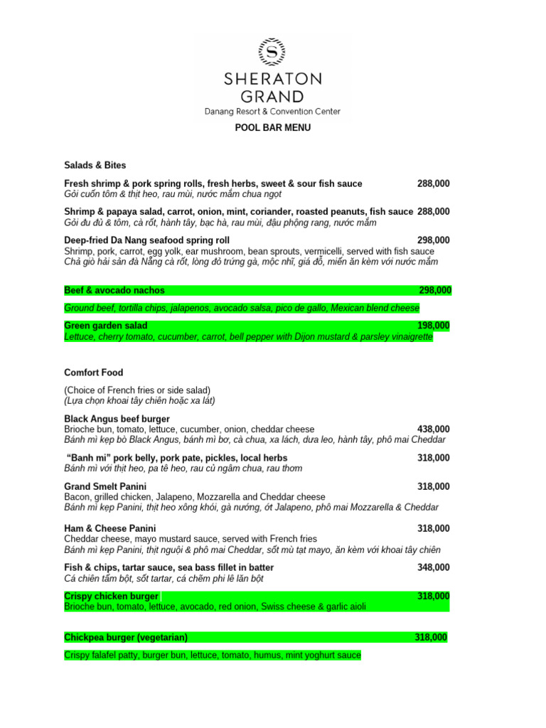 Pool Bar Menu 2023 Updates 29.4.2024 | PDF