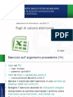 Fogli Di Calcolo Elettronici: Laboratorio Di Informatica - Aa 2010/11