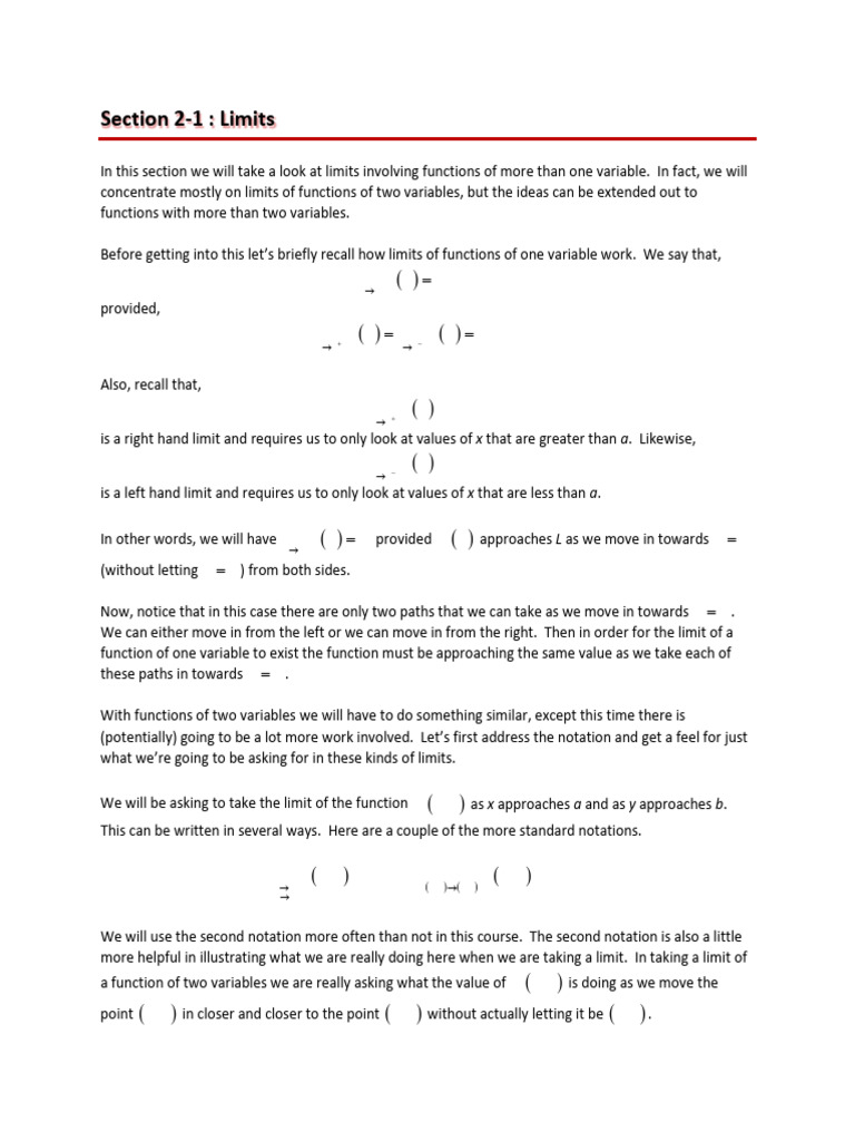 Limits of Functions of Two Variables | PDF | Function (Mathematics ...