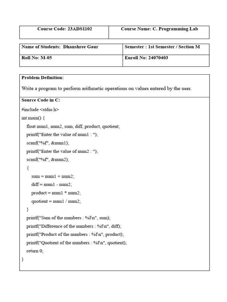 C Programming Practical 2 | PDF
