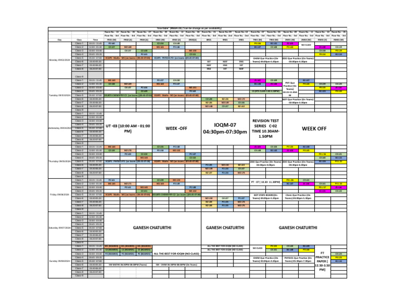 L52 Timetable for Week 25 | PDF
