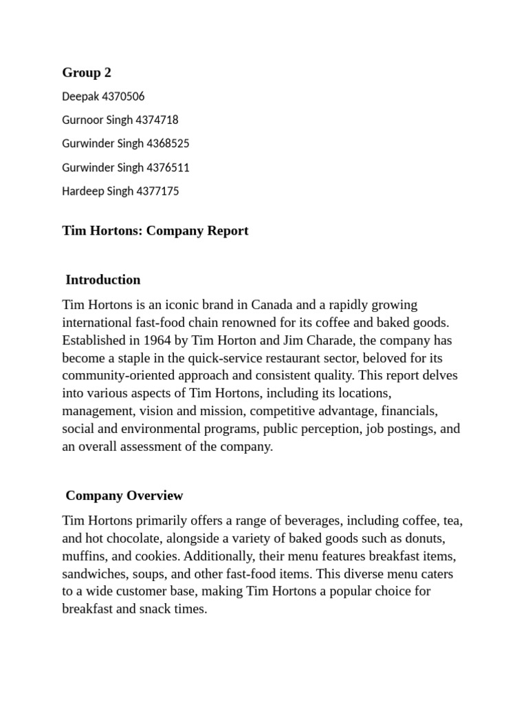 Tim Hortons | PDF | Brand | Economies