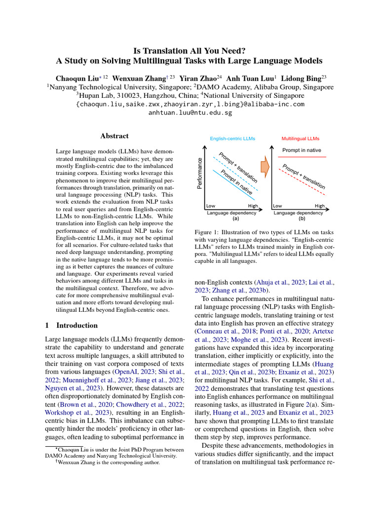 Is Translation All You Need? A Study On Solving Multilingual Tasks With ...
