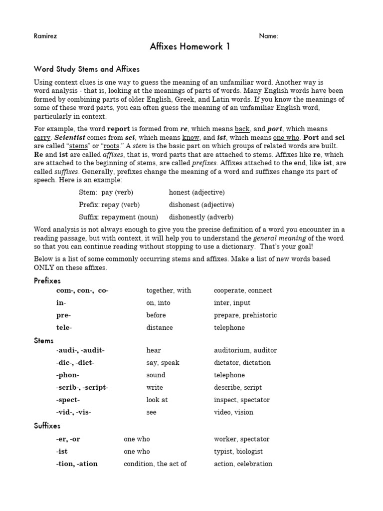 Affixes | PDF | Word | Verb