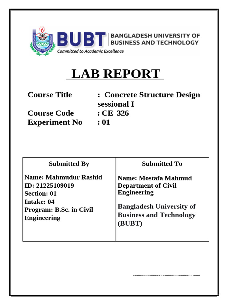 Bubt Lab Report Cover Page | PDF | Technology & Engineering