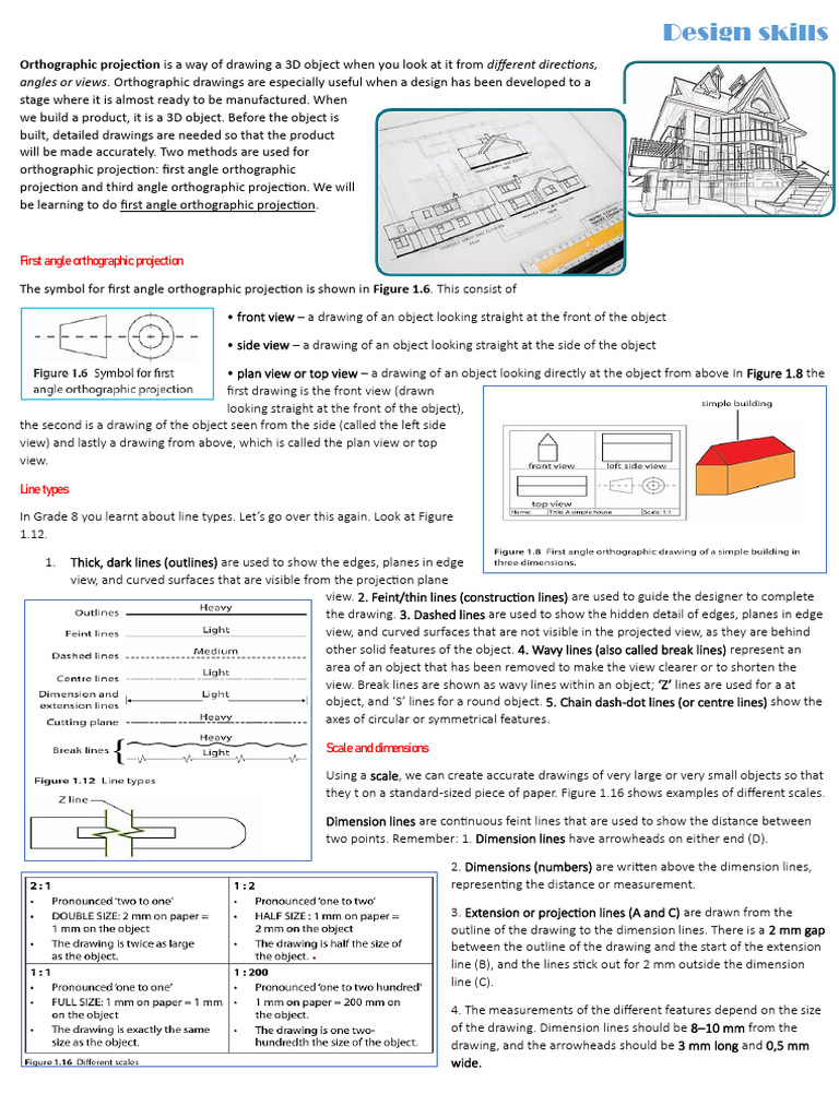 First Angle Orthographic Projection Guide | PDF | Drawing | Geometry