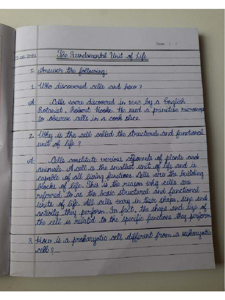 The Fundamental Unit of Life (Biology Notes) .Compressed PDF | PDF