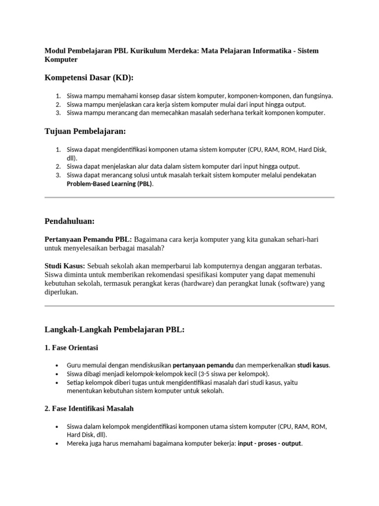 Modul Pembelajaran PBL Dan RPP | PDF | Teknologi & Rekayasa