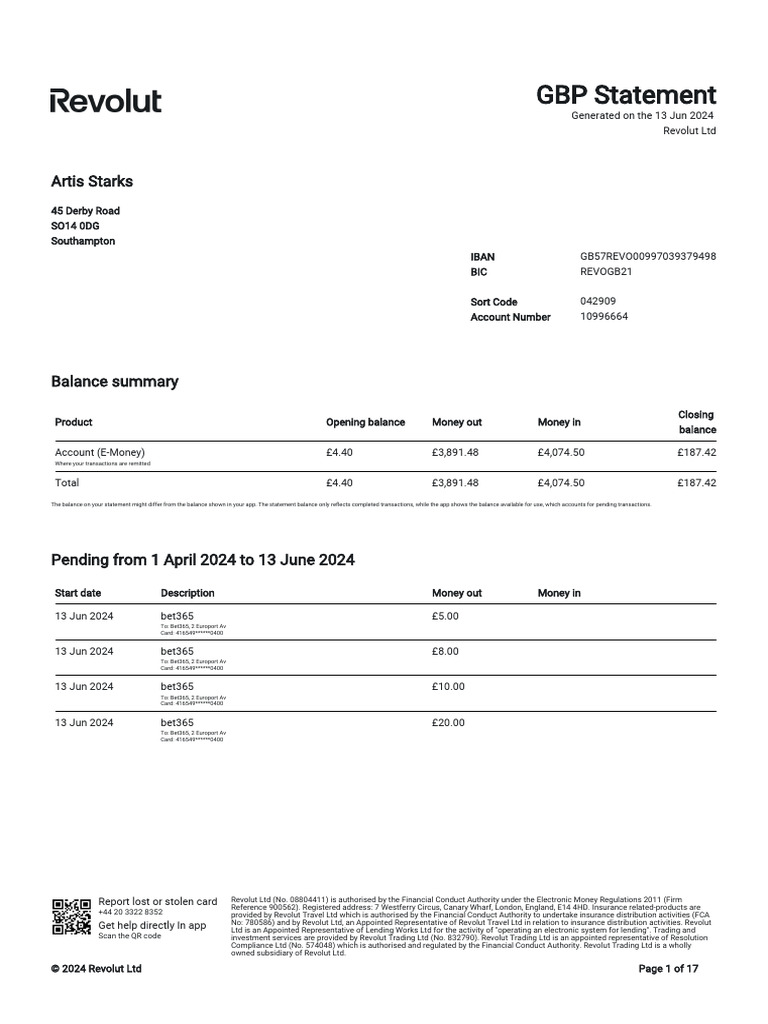 Account Statement - 2024 04 01 - 2024 06 13 - en GB - 4aa86a | PDF ...