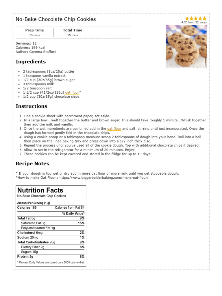 Easy No-Bake Chocolate Chip Cookies | PDF