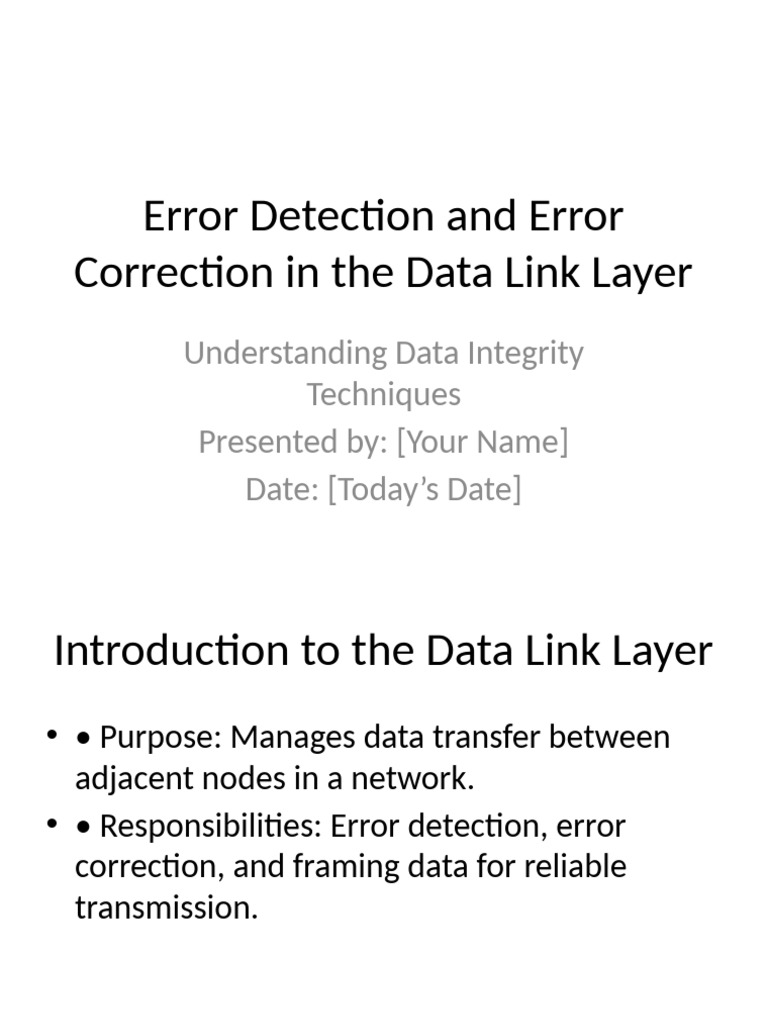 Error Detection and Correction in Data Link Layer | PDF | Error ...