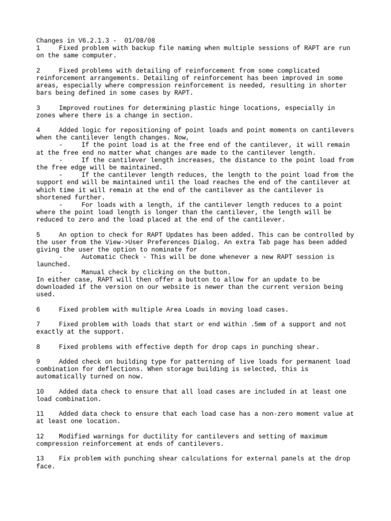 RAPT Release Notes | PDF | Beam (Structure) | Concrete