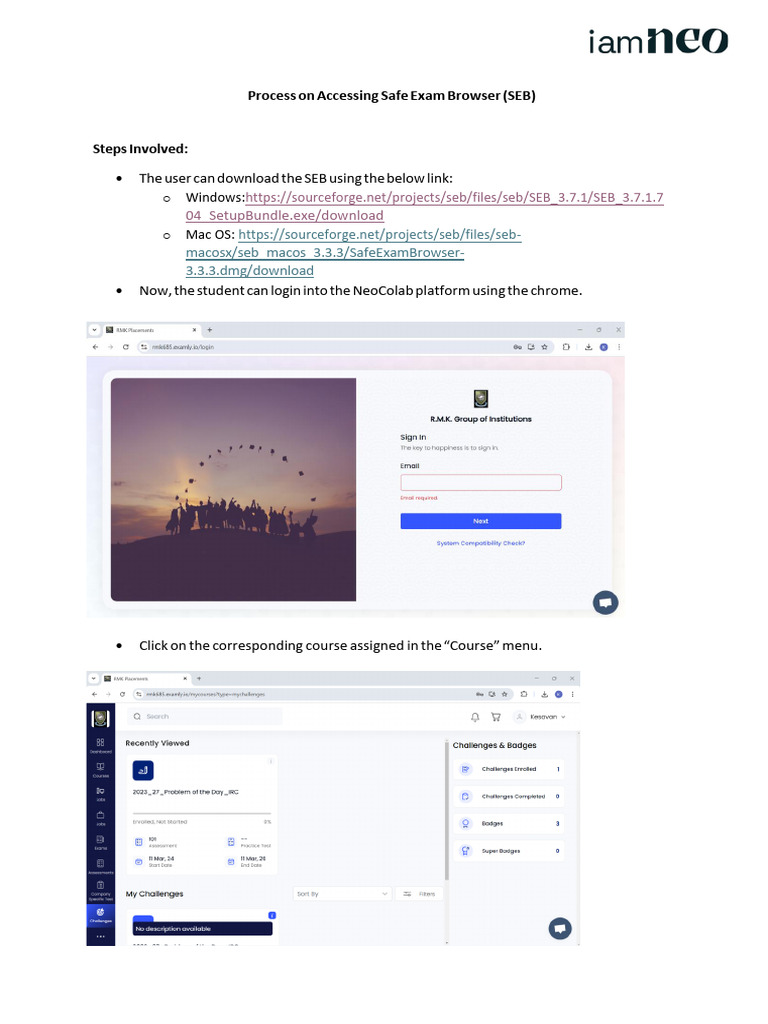 Accessing Safe Exam Browser Steps | PDF