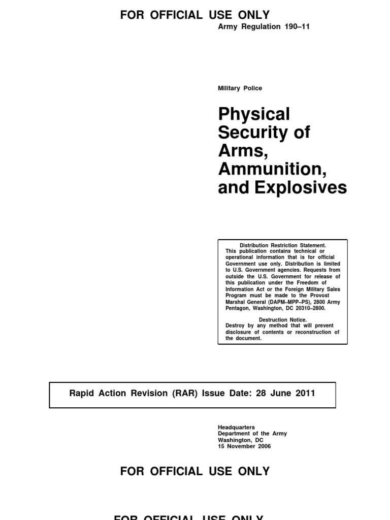 AR 190-11: Security of Arms & Ammunition | PDF | National Guard Of The ...