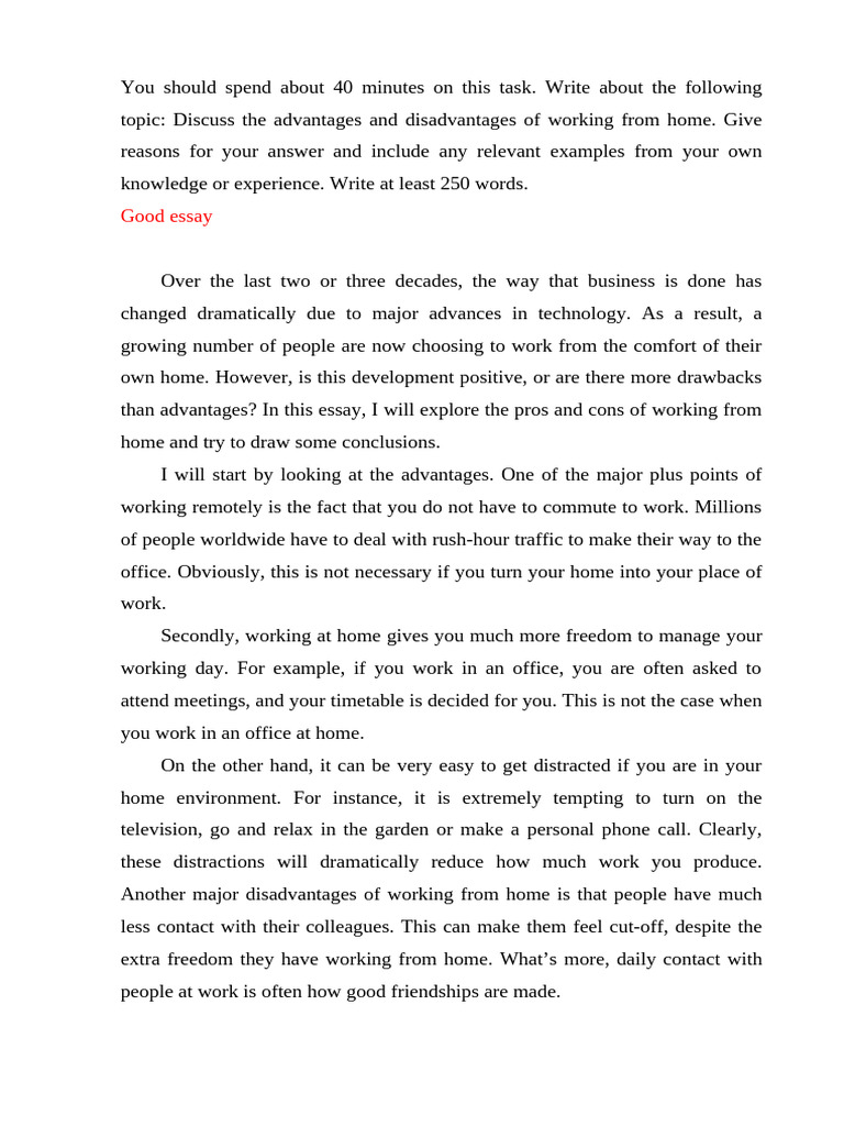 6 Advantages and Disadvantages of Working From Home - Huong | PDF