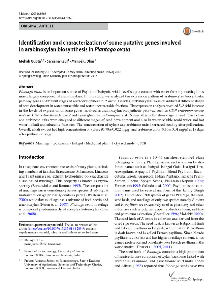 Identification and Characterization of Some Putative Genes Involved in ...