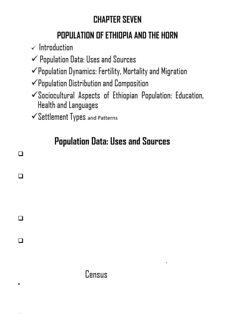 Geog Ethiopia 7 8 Pdf Human Migration Census