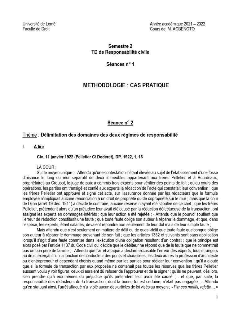 Responsabilité civile : Cas pratiques et jurisprudence | PDF | Assurance