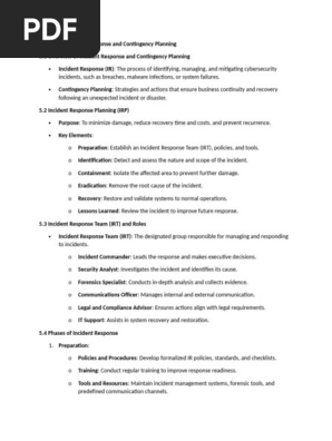 Chapter 5 Reviewer- Incident Response and Contingency Planning