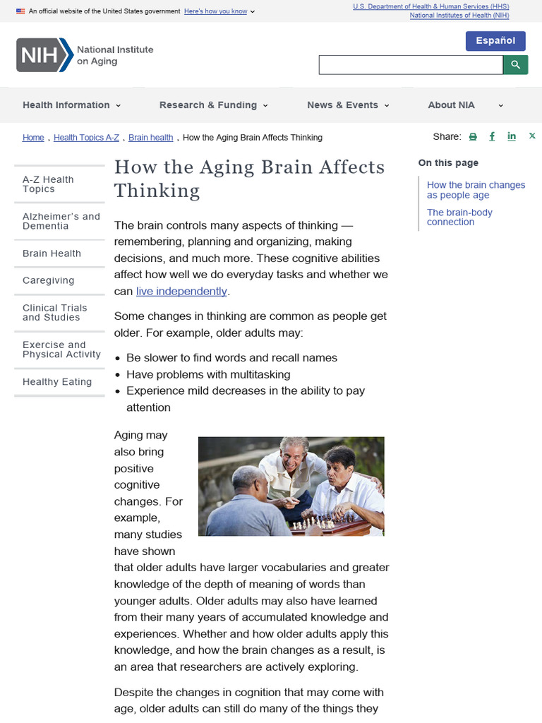 How The Aging Brain Affects Thinking | PDF | Dementia | Alzheimer's Disease