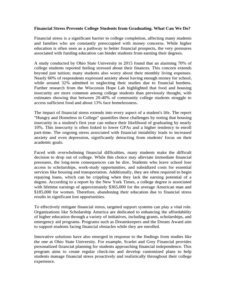 Financial Stress and Student Graduation | PDF | Stress (Biology)
