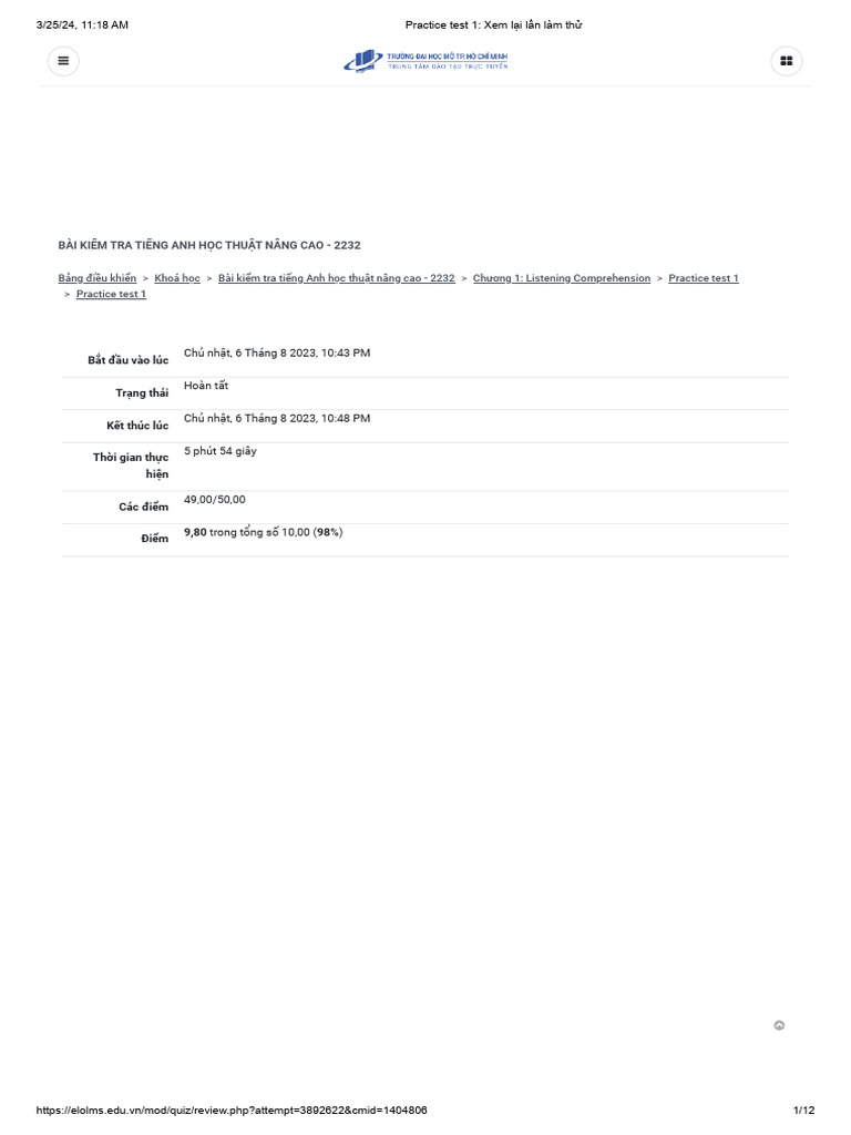 TOEFL ITP Practice Test Overview | PDF