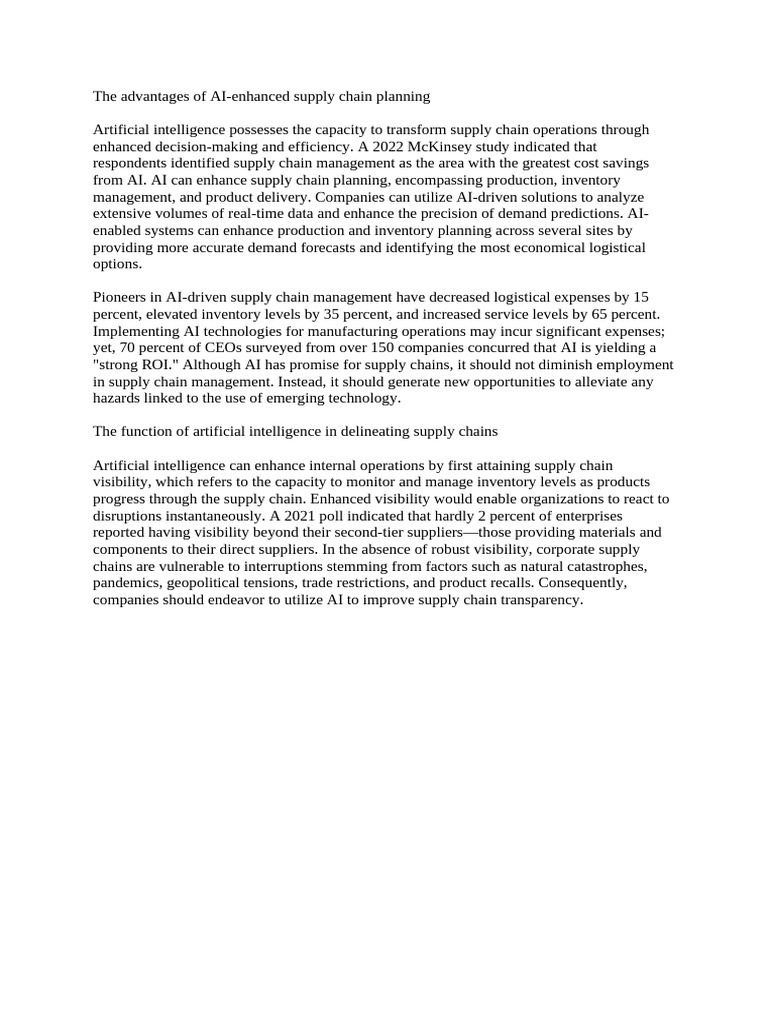 AI in Supply Chain Planning Benefits | PDF | Technology & Engineering