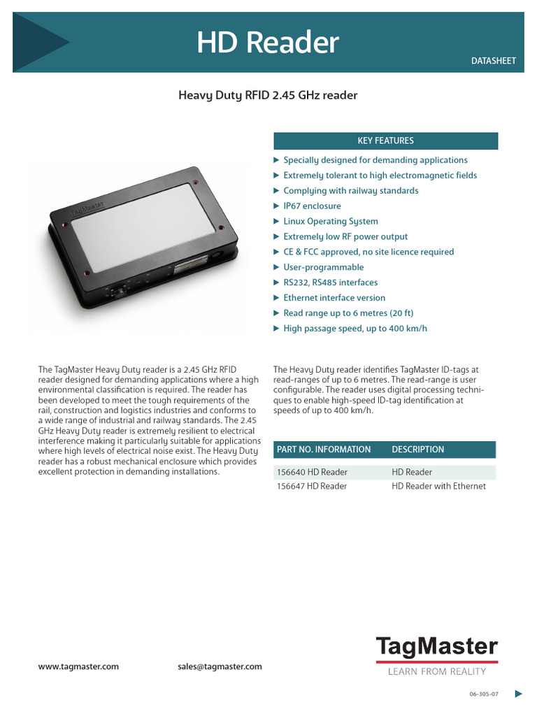Heavy Duty RFID Reader Overview | PDF | Radio Frequency Identification ...
