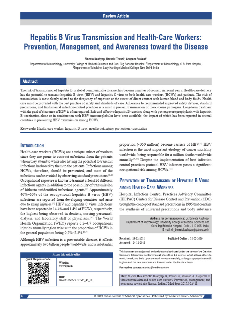 Preventing Hepatitis B in Health Workers | PDF | Hepatitis B | Hepatitis