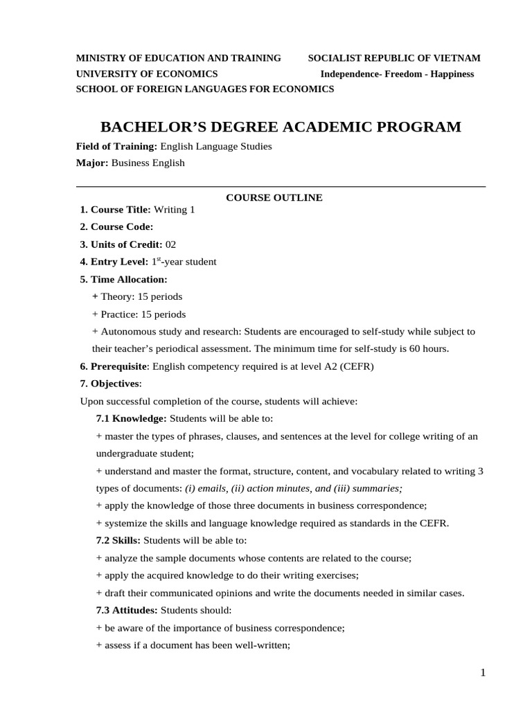 Business English Writing Course Outline | PDF | English Language ...