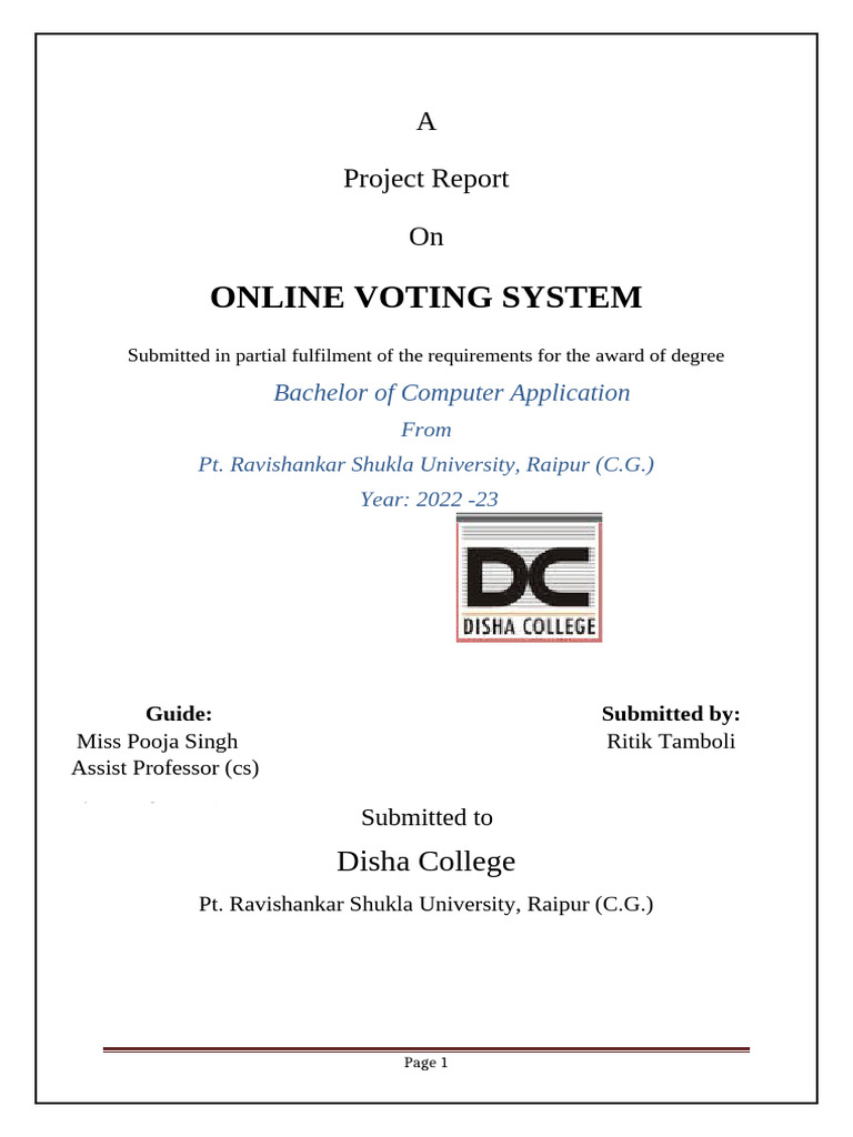 Ritik Tamboli Project Documentation Voting | PDF | Unit Testing | My Sql