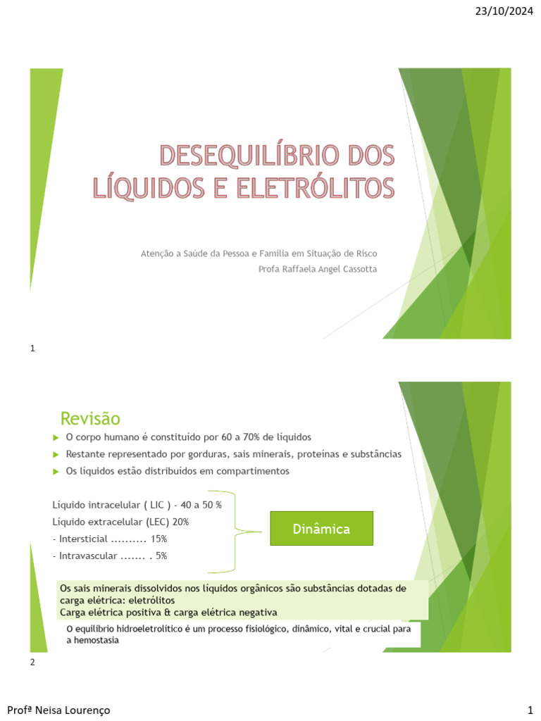 Aula 14. DESEQUILÍBRIO Eletrolitico | PDF | Rim | Osmose