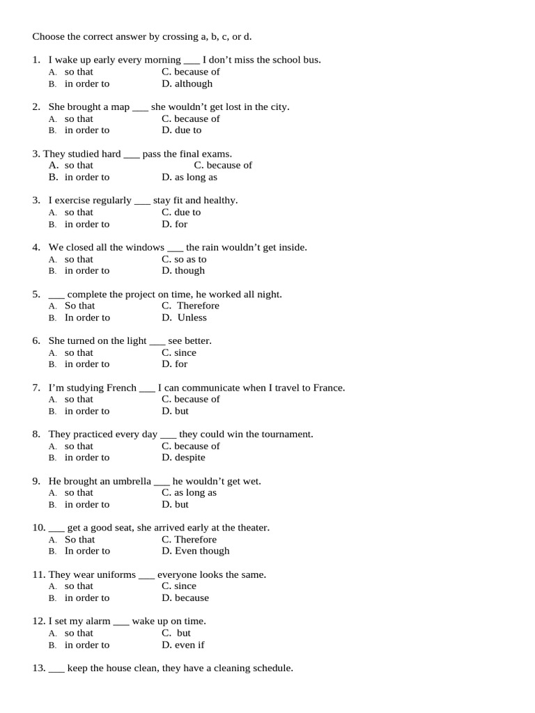 PH 2 So That and in Order To | PDF