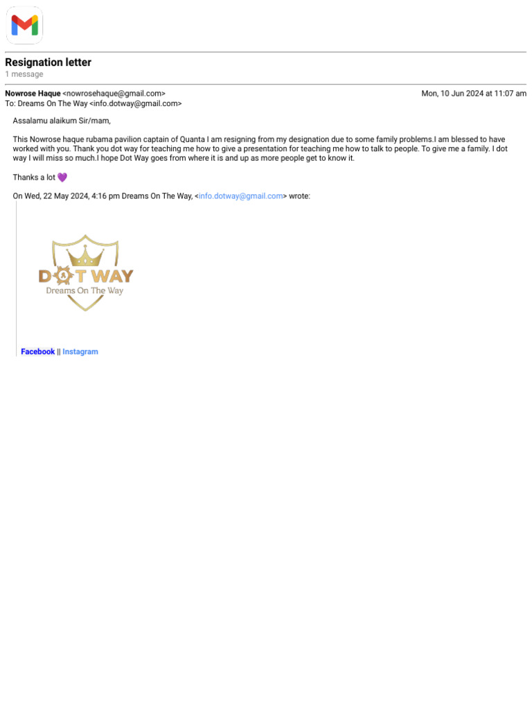 Gmail - Resignation Letter | PDF