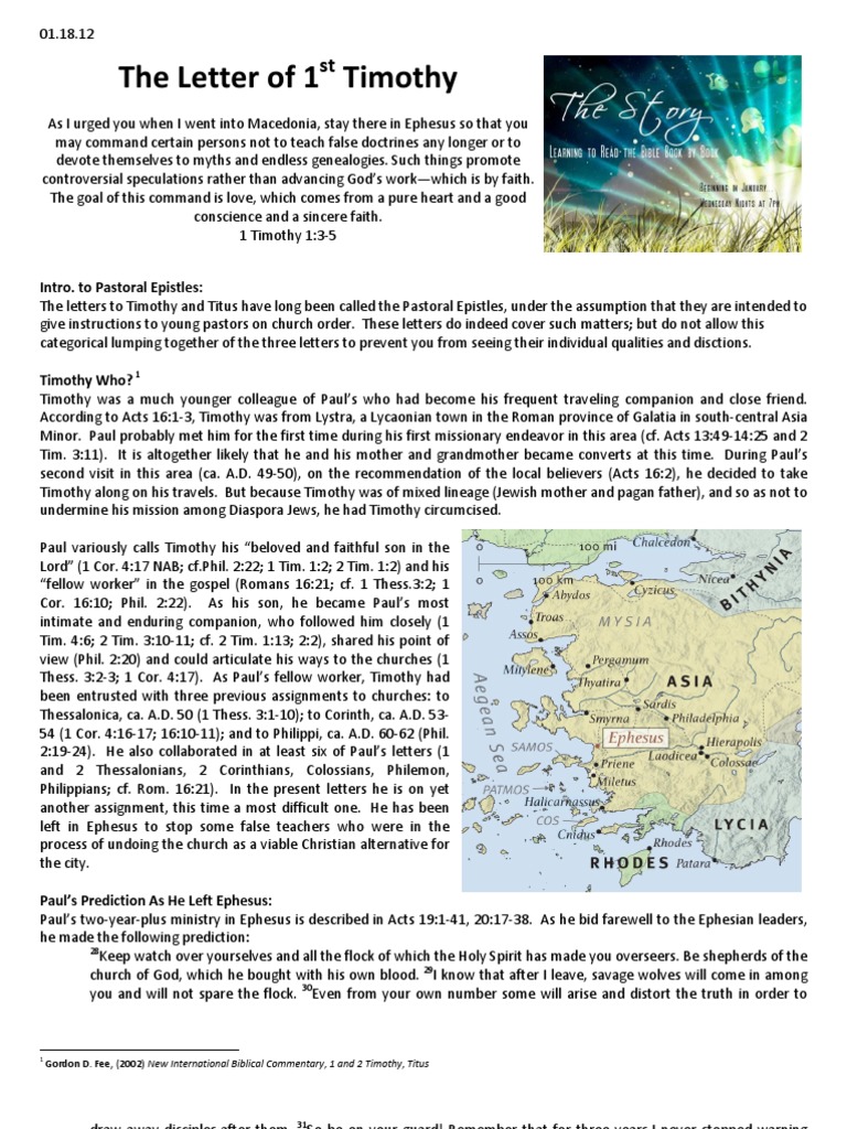 The Letter of 1st Timothy PDF Saint Timothy First Epistle To The