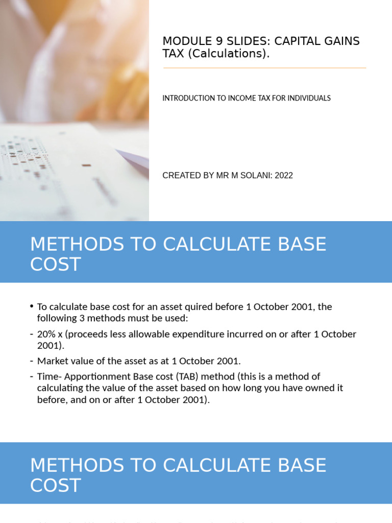 Capital Gains Tax Calculation Methods | PDF | Capital Gain | Expense