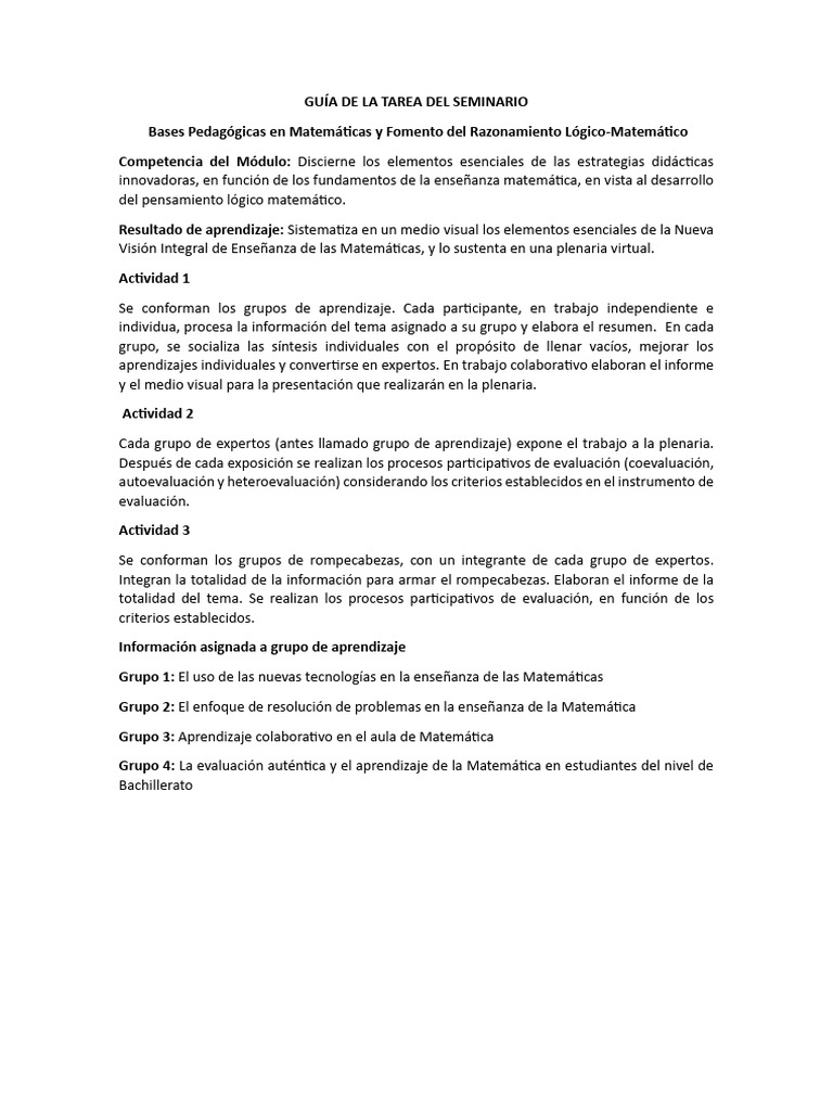 Guía Tarea Seminario | PDF | Crecimiento personal y profesional | Arte