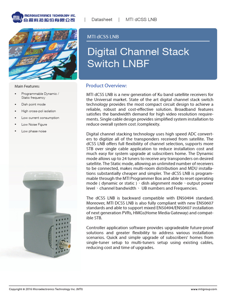 Digital Channel Stack Switch LNBF | PDF | Set Top Box | Radio Technology
