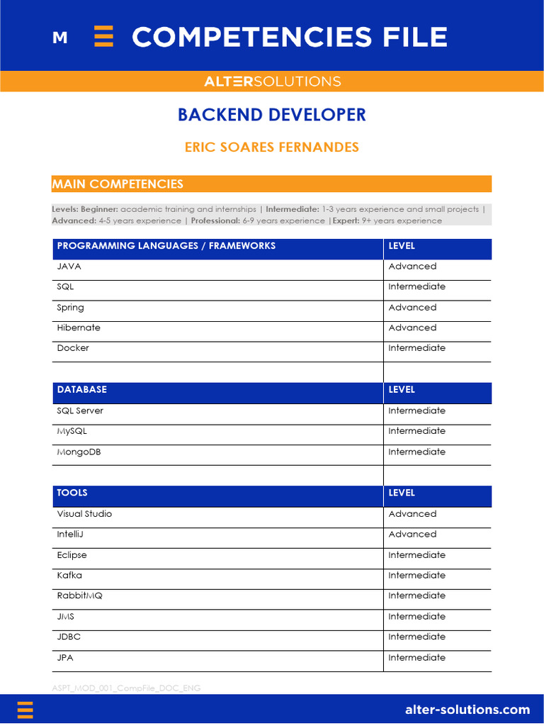 Eric Soares: Backend Developer Profile | PDF | Java Platform | Computer ...