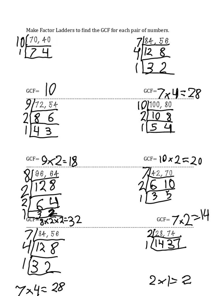Find GCF Using Factor Ladders | PDF | Teaching Methods & Materials ...