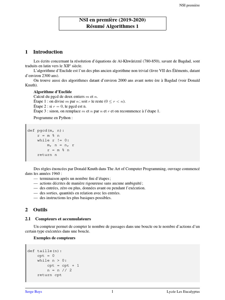 Algorithmes et structures en Python | PDF | Algorithmes et structures ...