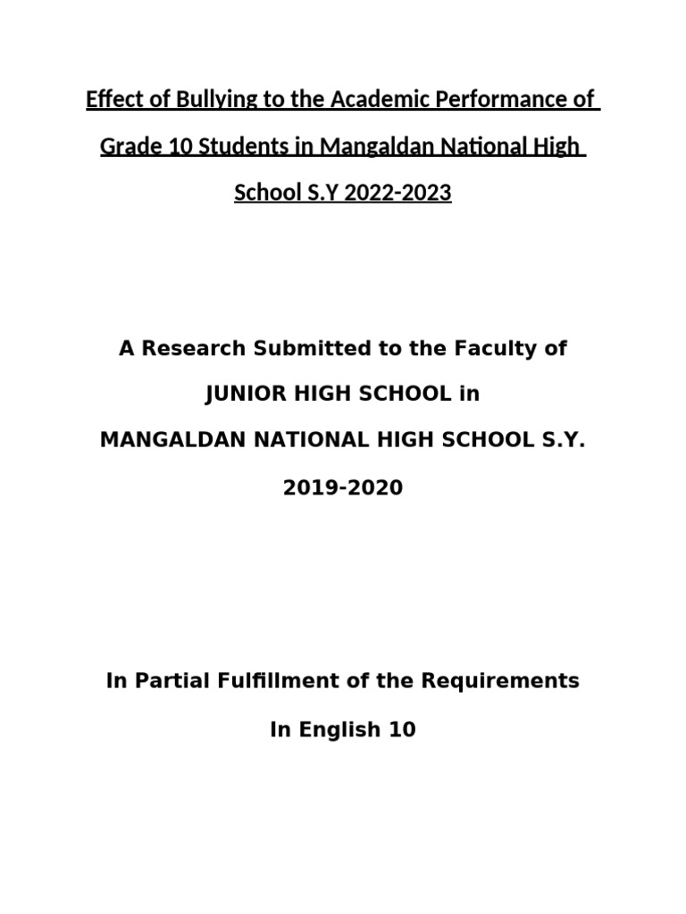 Curated visual reference: Effect Of Bullying To The Academic Performance Of Autosaved 2 Photo Inspiration