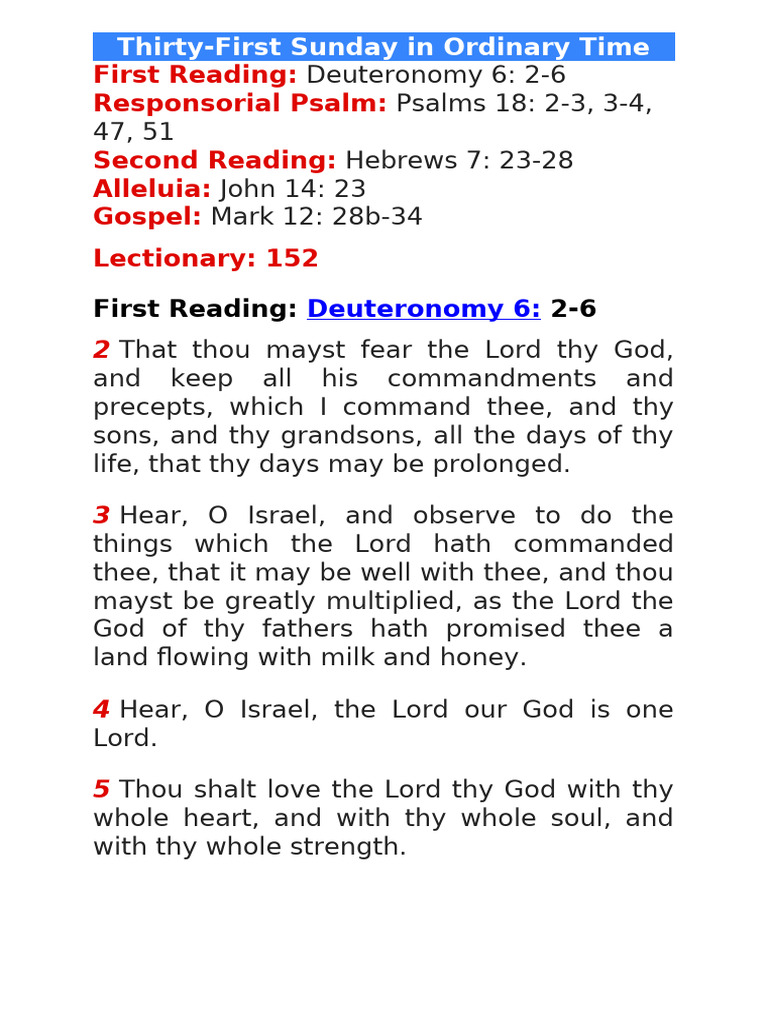 31st Sunday Ordinary Time Readings | PDF | Ten Commandments | Religious ...