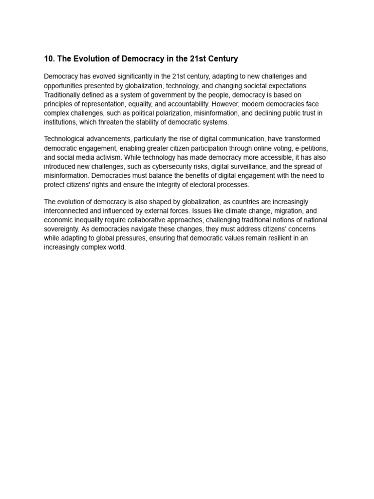 Evolution of 21st Century Democracy | PDF